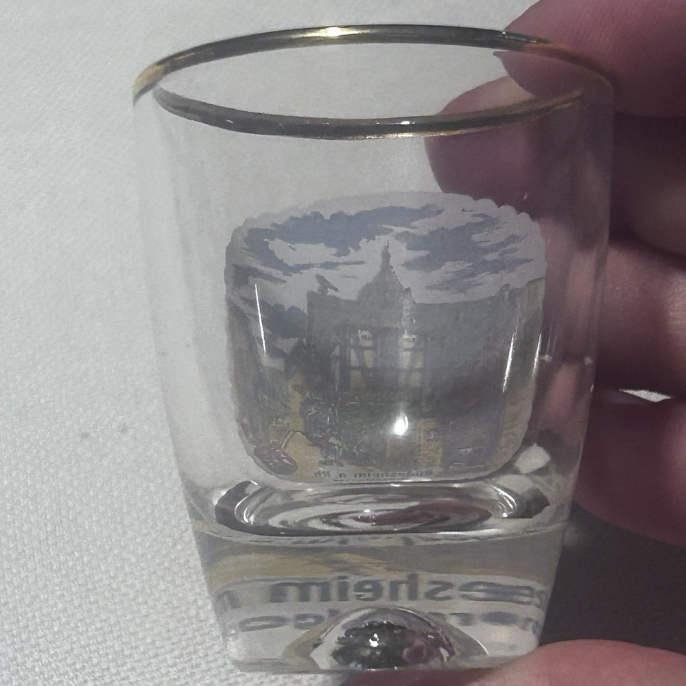 Vintage 2 Gold Rim German Shot Glasses Rüdesheim a.Rh.Drosselgasse‎ + Rudesheim - Picture 7 of 8